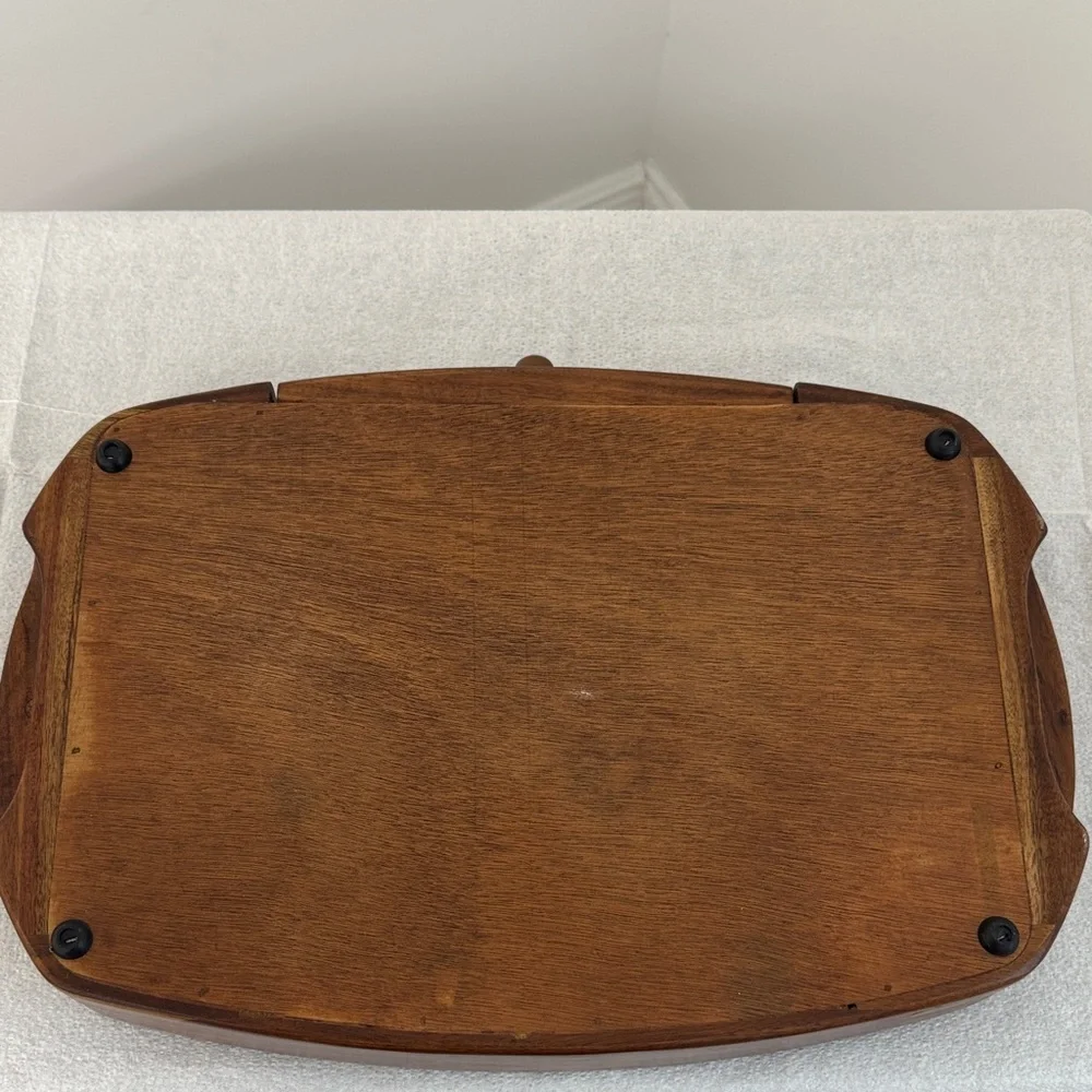 Elegant Hampton Forges Wooden Cheese Tray with Marble Inlay and Storage Drawer